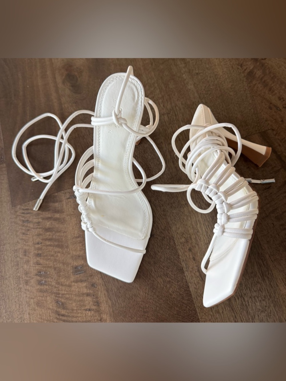 ASOS White Lace-Up Strappy Heeled Sandals - Picture 3 of 4